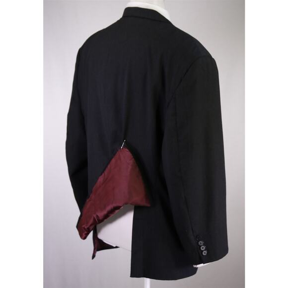 Custom Tailored Solid Charcoal Gray 1-Btn Peak Lapel Wool Suit Athletic 50S - Picture 7 of 10